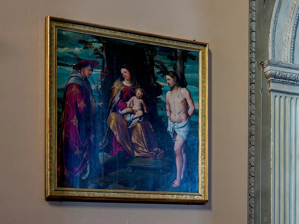 Il Romanino-168-Madonna in trono tra i Santi Bonaventura e Sebastiano di Girolamo Romanino nel Duomo di Salò. Salò